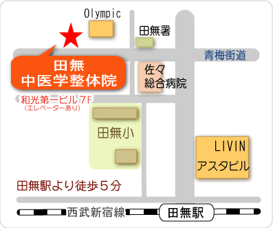 西武新宿線「田無駅」徒歩５分「田無・中医学整体院」頭痛・肩こり・腰痛・ギックリ腰・五十肩・冷え症はここで解消！：整体院入り口写真